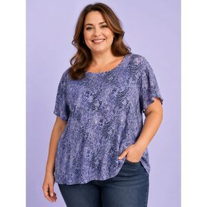 Isaac Mizrahi Live Purple Snakeskin Print Top Women's Plus Size 2X Blouse